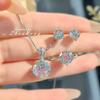 Millennium Rose Cut Paraiba Jewelry Set with Necklace Earrings Ring for Women Sparkling Pink Diamonds