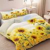 3pcs Sunflower Field Illustration Printed Quilt Set- Includes 1 Quilt Cover and 2 Pillow Cover (without Filler)
