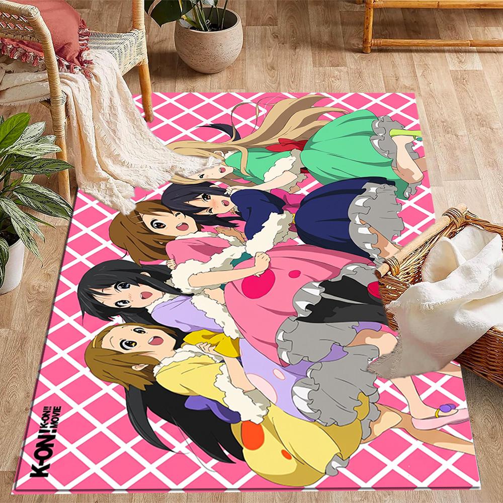 K-on! Group Pose Themed Anti-Slip Rugs - Polyester Home Decor, Suitable for Bedrooms, Living Rooms, Doorways, Studios, and Decorations