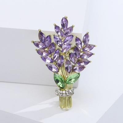 Flower Lavender Brooch Lavender Rhinestone Lavender Shape Pin Lavender Women Brooch  Women