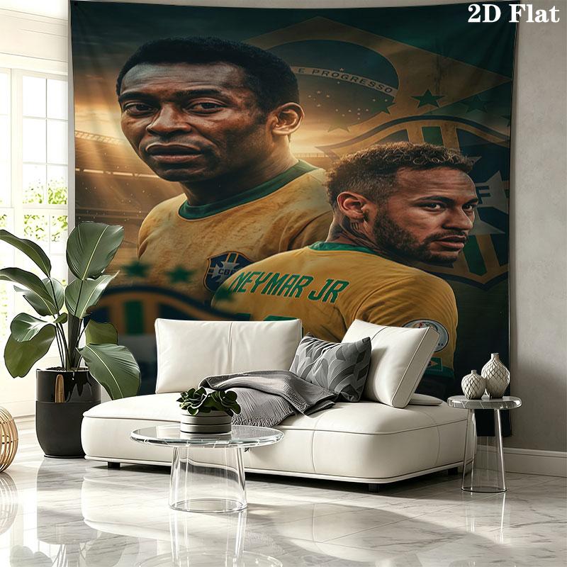 Brazil National Football Team Wall Tapestry Aesthetic Wall Hanging Printed Fabric Blanket Decorative Tapestries for Bedroom Living Room Home Decor