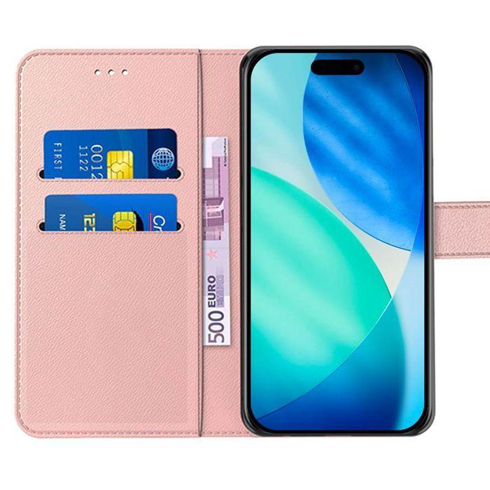 Coque pour iPhone 17 - BOOLING - Flip Case Antichoc Anti-Rayures Antichoc Effet Cuir Rose