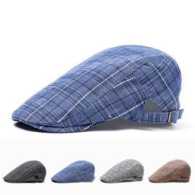Hat Men'S Spring Summer Trendy Cap Forward Hat Plaid Baseball Cap Shade Beret Sun Hat