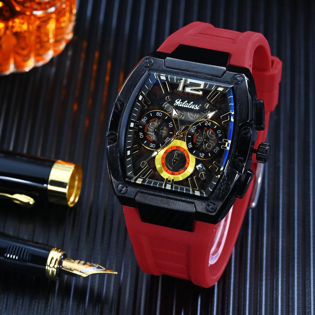 Wine Barrel Type Sports Men'S Watch Multi-Functional Waterproof Luminous Calendar Men'S Watch