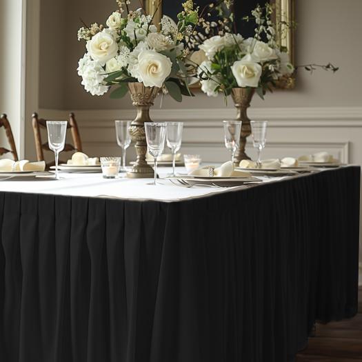 Banquet Catering Table Valance, Black Skirting, 5.65 M