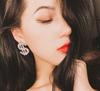 Money Sign Rhinestone Earrings for Women Wedding Shiny Crystal Dollar $ Letter Stud Earrings Jewelry Accessories