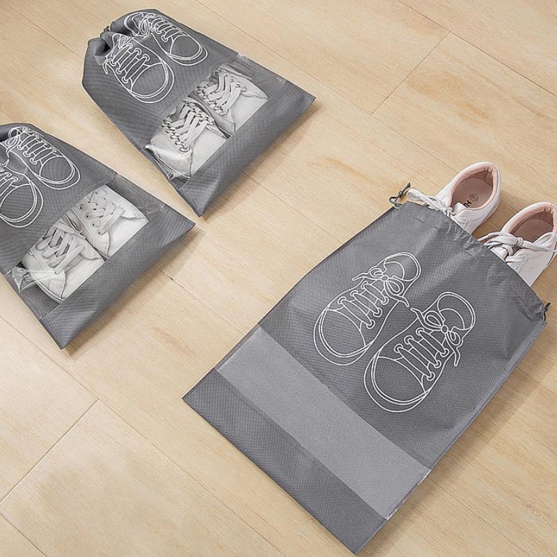 10PCS Shoe Storage Bag Non-Woven Waterproof Travel Organizer Drawstring Pouch Hanging Closet Bag for Cloth Shoe Dustproof Portable Bag