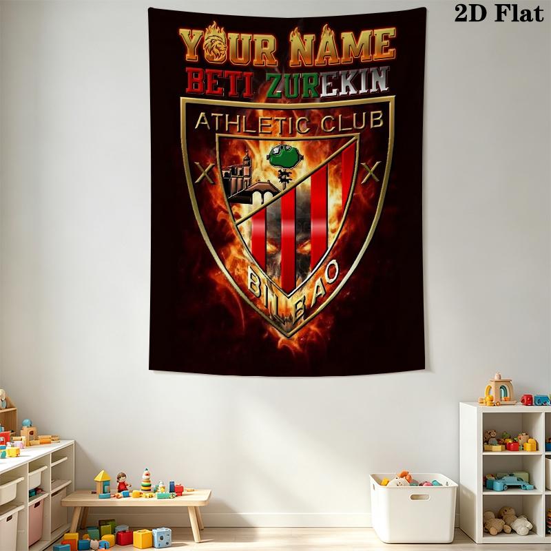 Custom Name Athletic Club Wall Tapestry Aesthetic Wall Hanging Printed Fabric Blanket Decorative Tapestries for Bedroom Living Room Home Decor