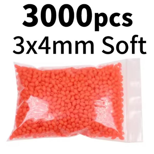 1000/3000PCS Wholesale Red Green Oval Soft Rubber Luminous Fishing Beads Glowing Sink Beads For Fishing Rigs Fishing Lure Tackle
