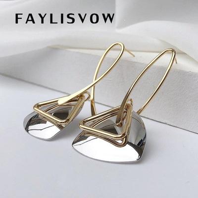 Long Hanging Earrings Triangular Dangle Earrings for Women Simple Personality Retro Fashion Style