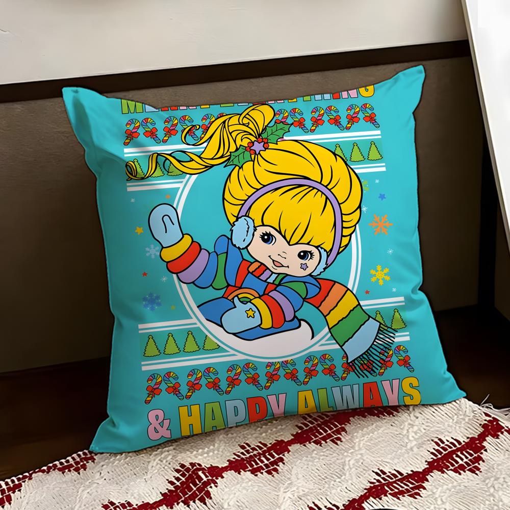 Cute RRainbow BBrite Cushion Cover Reversible Soft Durable Pillow Cover Home Car MultiScene Use for Daily Comfort