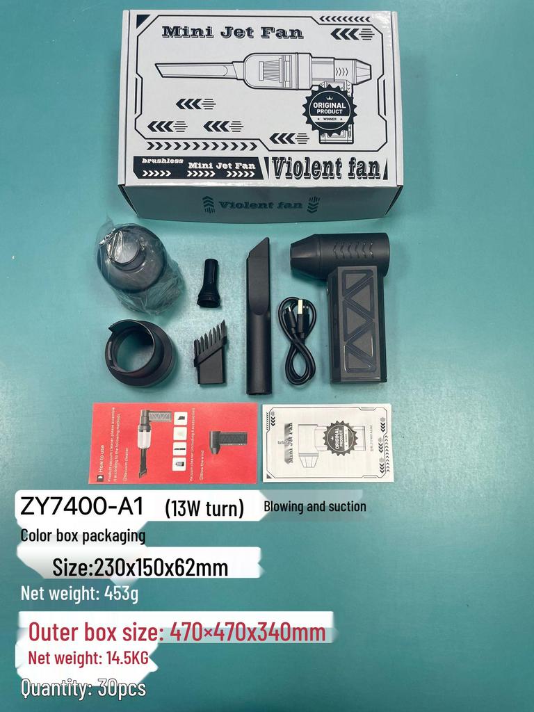 Violent Mini Handheld High-Speed Brushless Turbine Fan for Camping and Dust Blowing