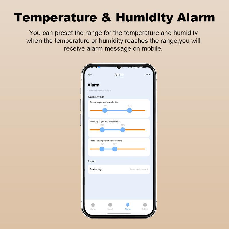 ONENUO Tuya WiFi Humidity Temperature Sensor with External Probe LCD Thermometer for Smart Home APP Monitoring for Refrigerator