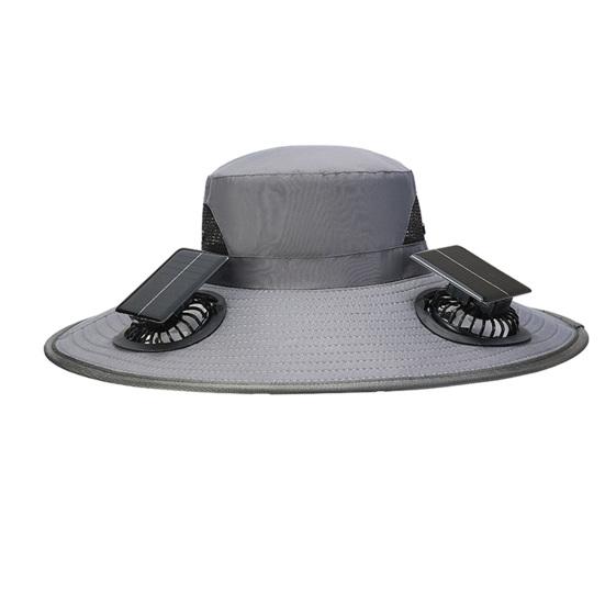 Solar Fan Bucket Hat Adjustable Wide Brim Sun Hat with Built-in Solar Panel Cooling Fan Hiking Fishing UV Protection Hat
