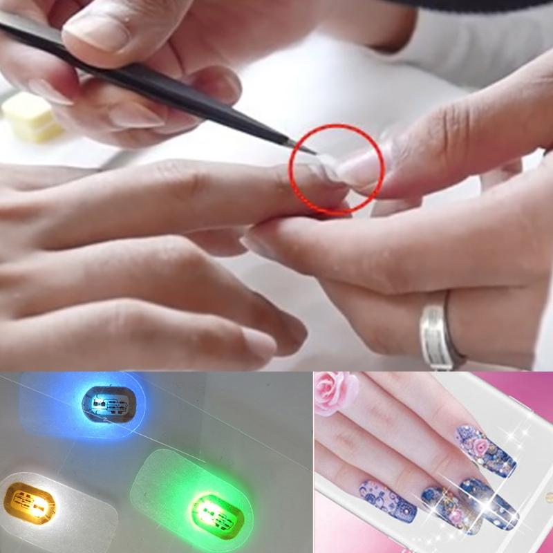 NFC Flash Nail Sticker LED Nail Chip for Smart Luminous Light Nail Sticker Color Gel Nail Polish with Multicolored Chip