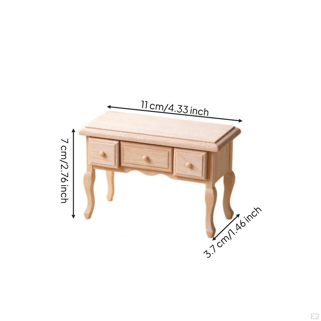 Dollhouse Table with Drawers Rectangular Furniture Detailed for Collectors