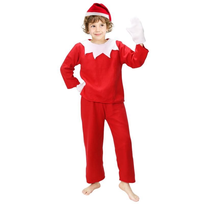 Elf costumes on the Christmas bookshelf, parent-child elf costumes, Christmas children's models