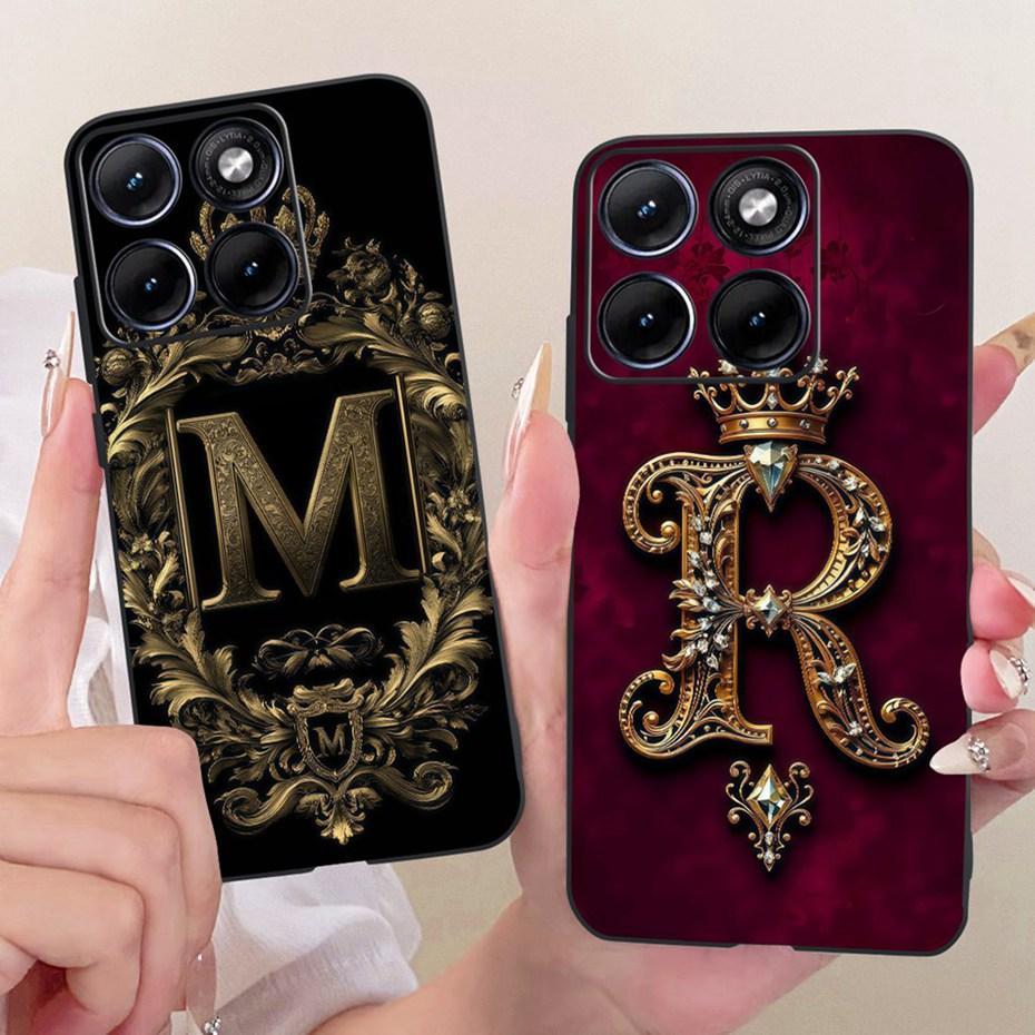 Modische Krone Buchstabenhülle Für Motorola Edge 70 Fusion Weiche Schwarze Silikon-Rückseite Für Motorola Edge70 Fusion 5G Handyhüllen
