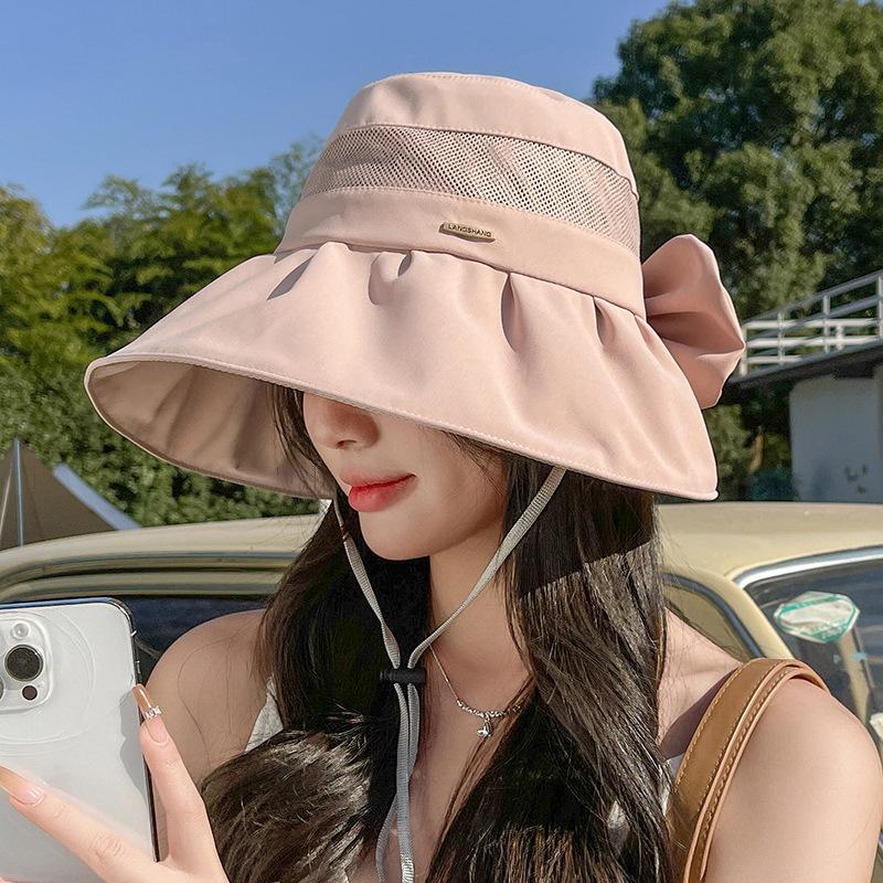 

Сетчатая шляпа-панама от солнца визуально уменьшает лицо, летний солнцезащитный козырек для путешествий на открытом воздухе, шляпа от солнца с большими полями для защиты от УФ-лучей adjustable (55-58) brim 12cm