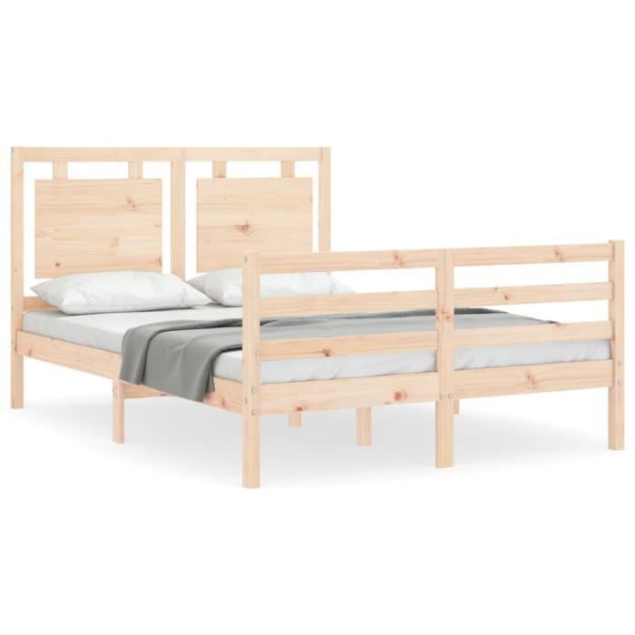 VidaXL Cadre de lit avec tête de lit 140x200 cm bois massif 3194051