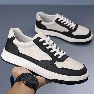 The First Layer of Cowhide New Men's Casual Shoes Leather Breathable Men's White Shoes Versatile Trend Board Shoes Men's Shoes Shoes