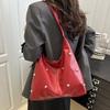 Crescents Shoulder Bags for Women Cute Hoboes Toted Handbag Under the Arm Purses Punk Rivet Clutches Purse with Buckles