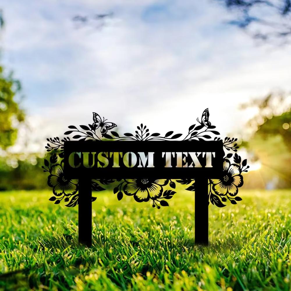 Personalized Butterfly Metal Garden Sign, Custom Name Yard Art, Outdoor Decor Gift for Nature Lovers