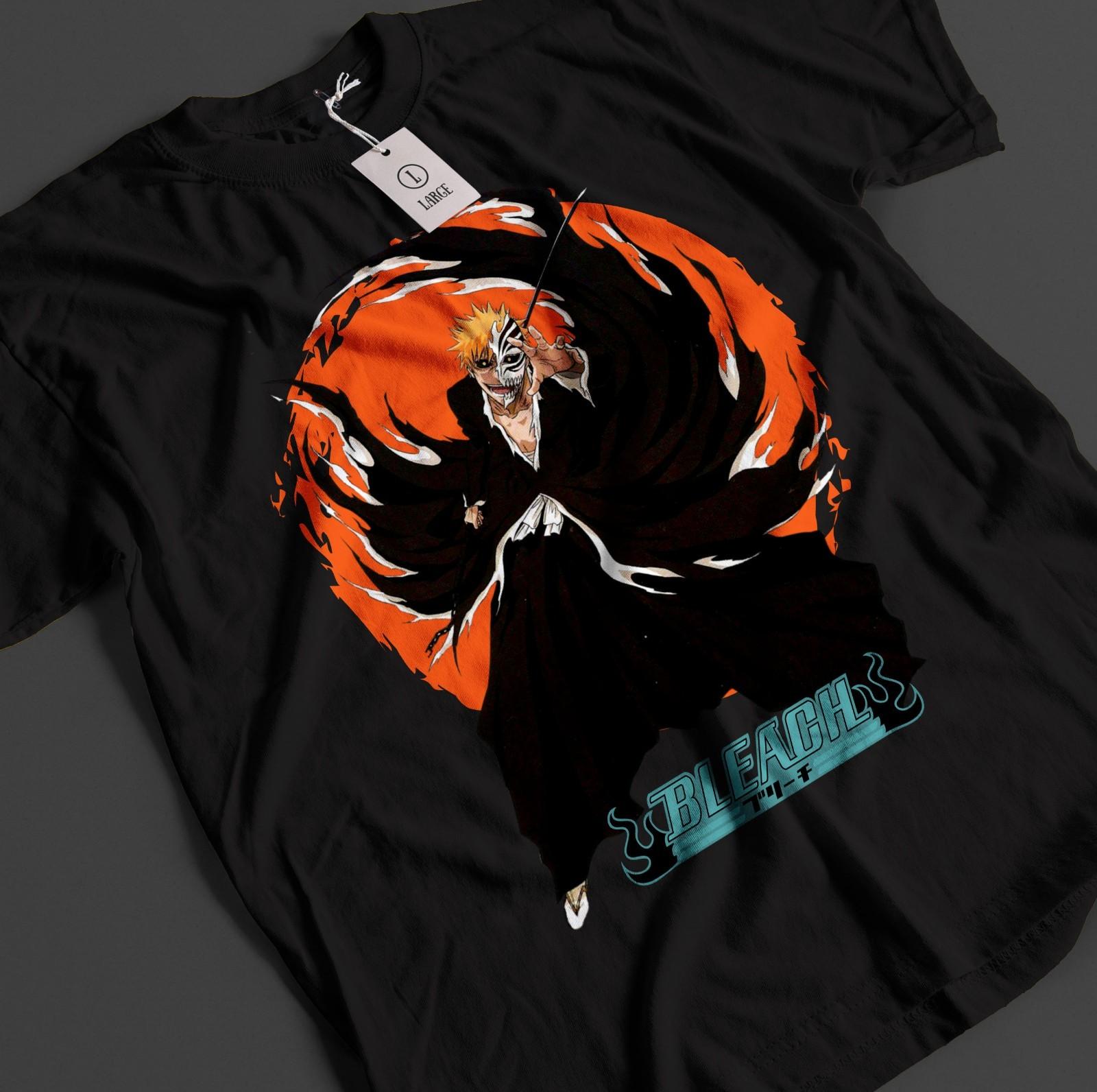 

Bleach Anime Shirt Ichigo Bankai T-Shirt Mens Womens Tees Top Byakuya Tshirt Aizen Zaraki Unisex Tee M