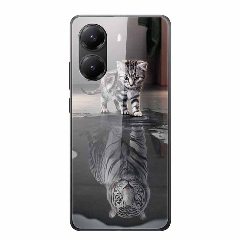Glass Case for Poco X7 pro Luxury Phone Back Capa Lovely Case for PocoX7pro X 7 pro Hard Tempered Shield Animals Cartoon Cover