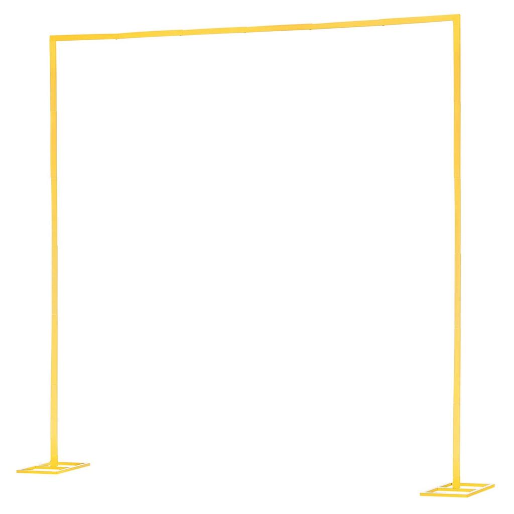 Arch Backdrop Stand, 2.4 x 2.4 m, Stable Structure, Easy Assembly, Square Gold Metal Arch Backdrop Stand for Wedding, Birthday Party, Graduation,