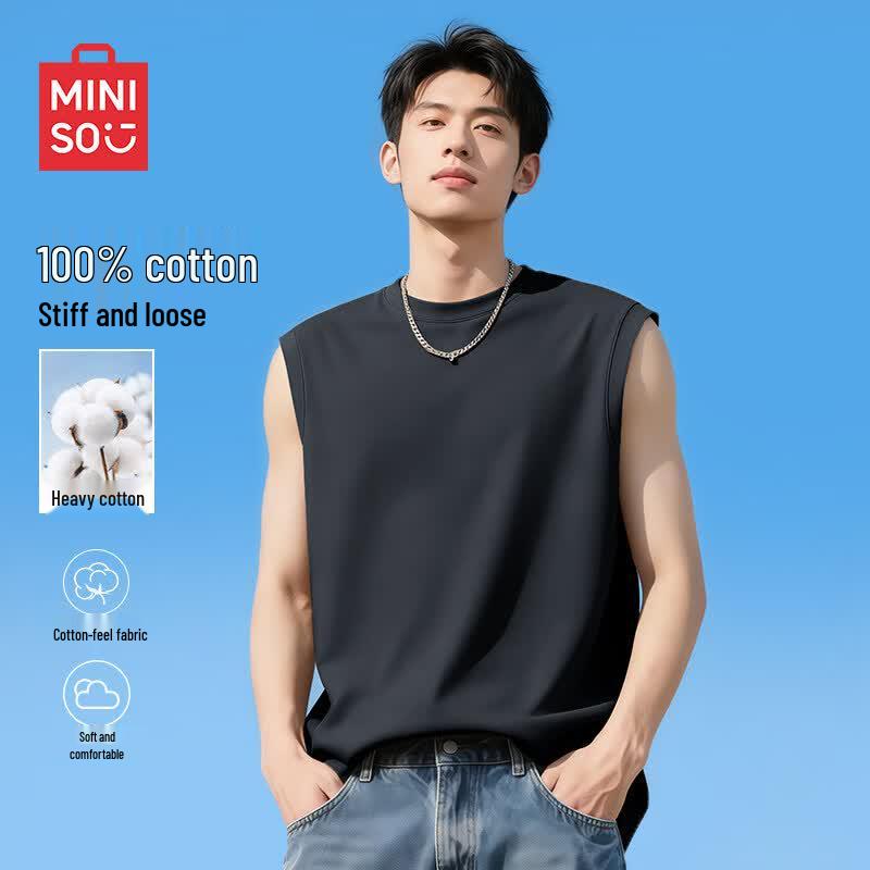 MINISO Men s Solid Color Cotton Tank Top M