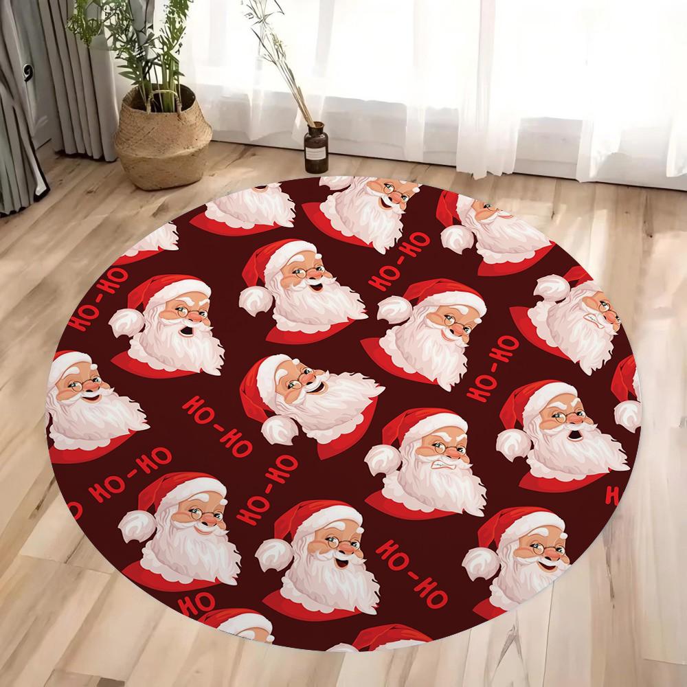 Merry Christmas Carpet Santa Claus Print Rug Living Room Kitchen Non-slip Rug Mat Doormat Outdoor Entrance Home Decoration