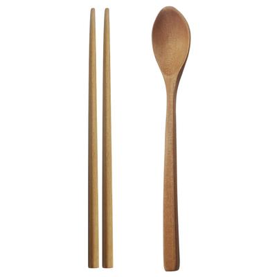 Holzlöffel im koreanischen Stil, handgefertigt, Holzlöffel, Essstäbchen-Set, Reise-Besteck-Set, Holzgeschirr, Löffel, Essstäbchen