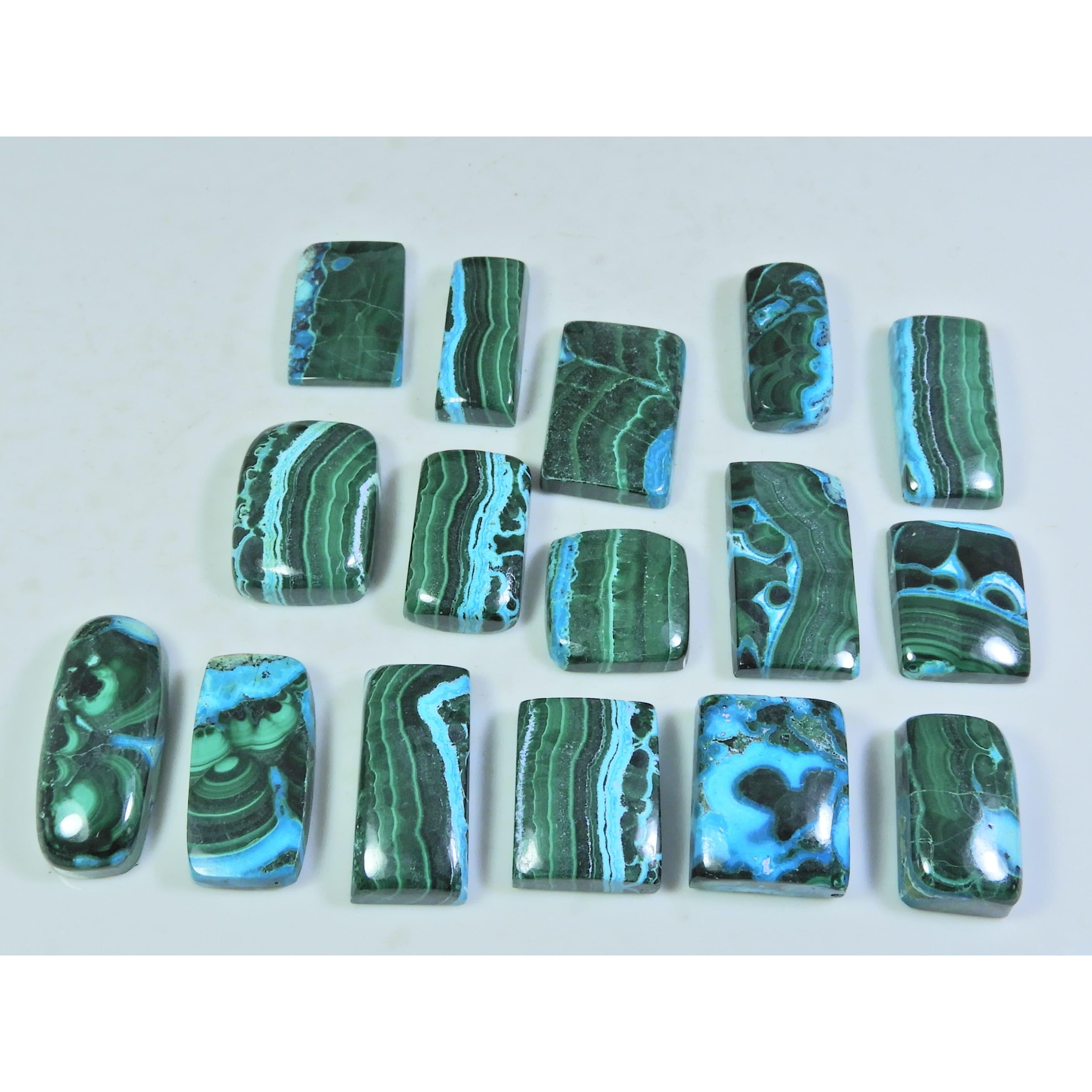

17-23 ММ Натуральный Хризоколла Малахит Октагон Кабошон Драгоценный камень 16 Шт. Лот C-169