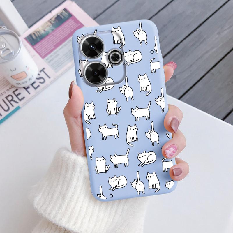 For Redmi 13 4G Phone Case Brown Leopard Print Soft Silicone TPU Cover Colorful Marble Fundas For Xiaomi Redmi 13 Redmi13 Coque