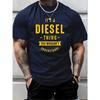 Men's Quick-Dry Breathable Casual T-Shirt with Bold "It's a Diesel Thing" Letter Print Graphic Tee for Outdoor Sports
