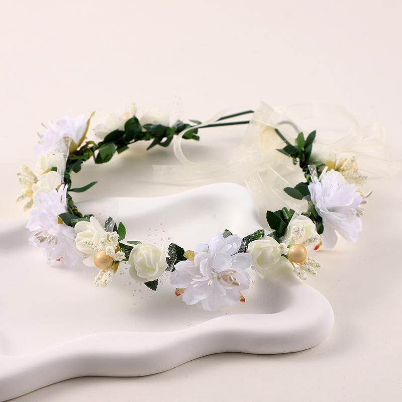 

Forest Style Bridal Flower Wreath Headdress Ribbon Hair Accessory for Wedding, Party, or Children s Performance светло-желтого