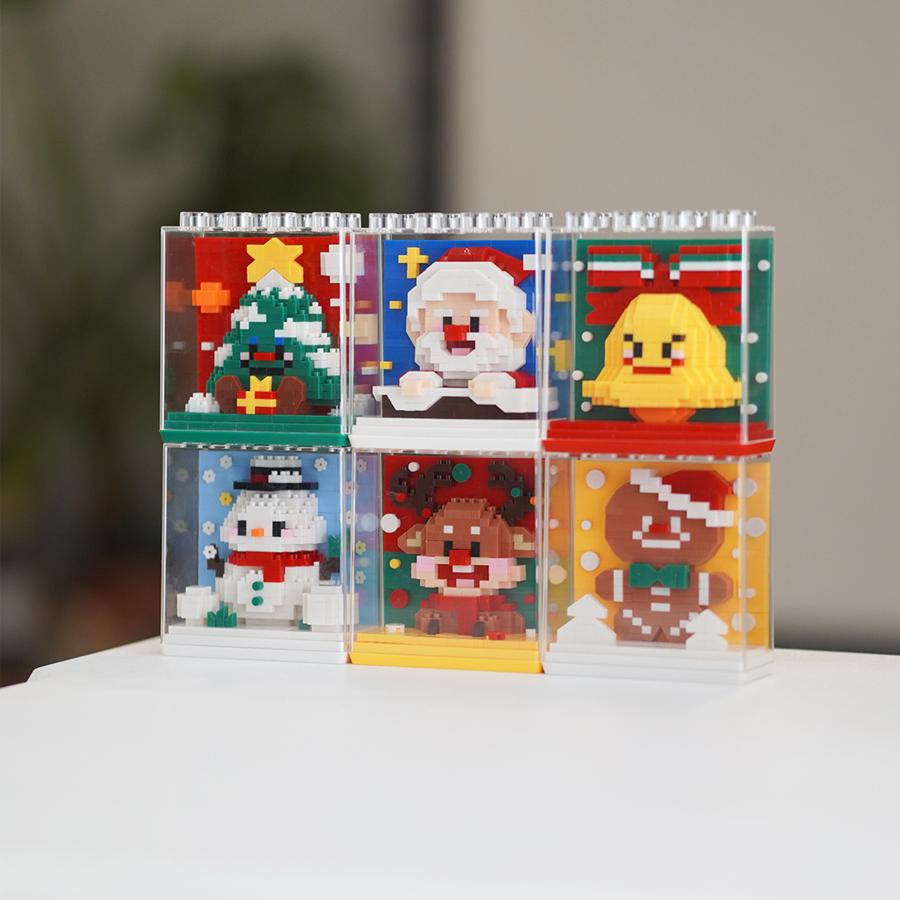 Nietoksyczne Prezenty Świąteczne Zabawki dla Dzieci Klocki Mikołaj Puzzle DIY Mikro Klocki Choinki Ozdoby Stołowe z Reniferami