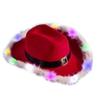 Fashion Santa Claus Party Christmas Luminous Cowboy Hat Western Red Felt Hats Wide Brim Cowgirl Hat Jazz Hat for Women Men