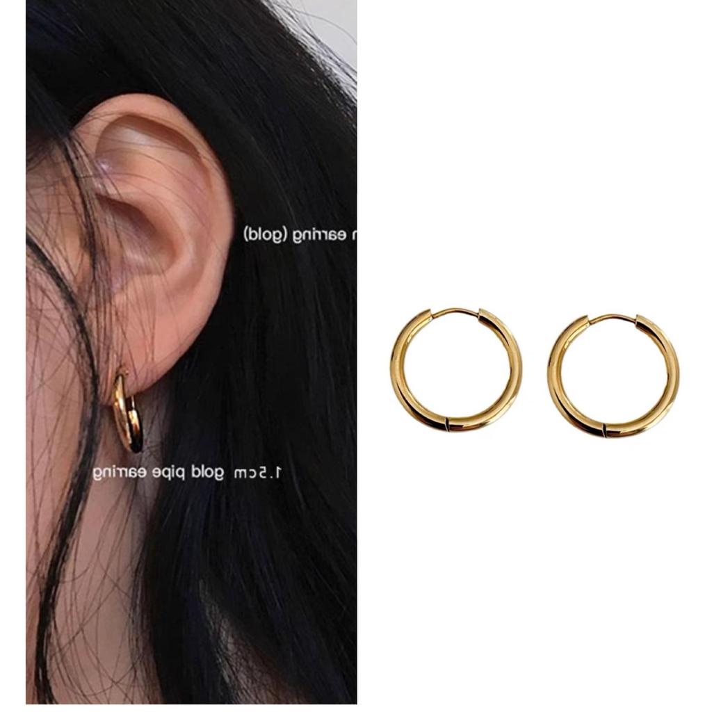 Veelzijdige Titanium Goud Hart Oorbellen: Niche High-End Oorklemmen & Hoops voor Vrouwen