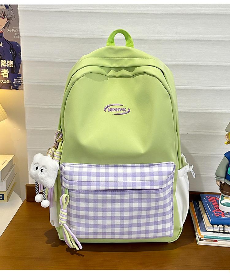 School Bag New Contrasting Color Backpack Versatile College Student Cute Fresh School Bag Light Casual Large Capacity Backpack