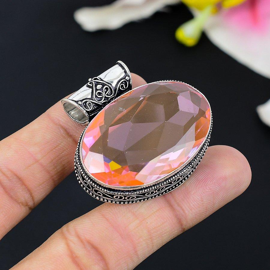 

Pink Kunzite Gemstone Handmade 925 Sterling Silver Jewelry Pendant 2.48 KG-100