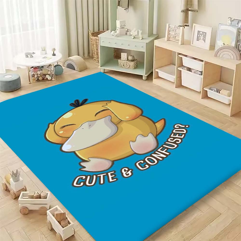 Pokemon Enton Süßer Teppich Schönes Cartoon-Enten-Design Waschbarer Anti-Rutsch-Teppich für Kinderzimmer