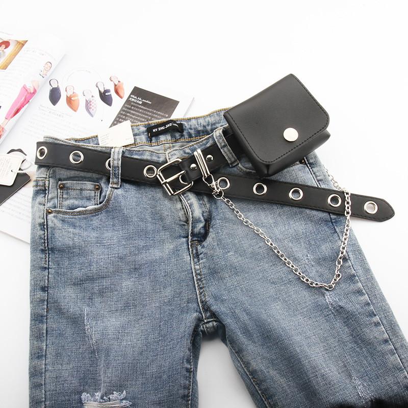 Punk Style Chain Waist Belt With Metal Buckle For Street Fashion Outfits