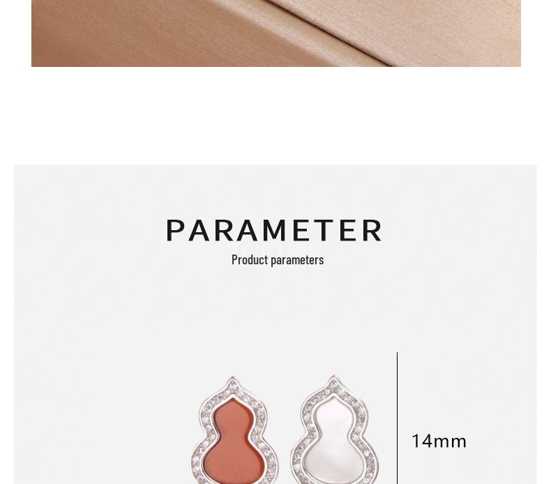 S925 Sterling Silver Gourd Rhinestone-Inlaid Stud Earrings
