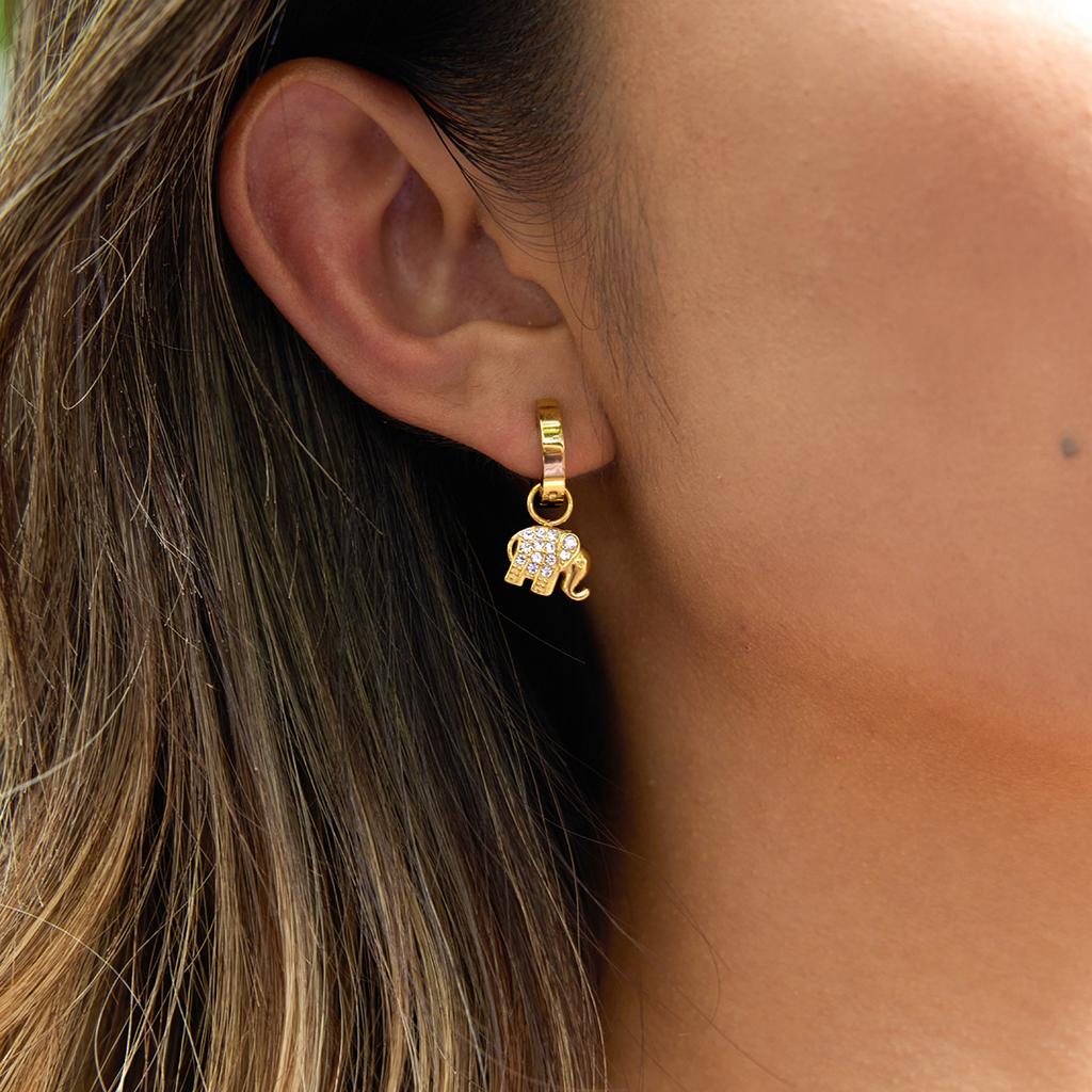 Yori Stainless Steel Elephant Animal Pendant Trendy Earrings for Women Trendy Metal Texture 18 K Earrings Golden Accessories