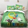 Carino Set Biancheria da Letto Cartone Animato Gatto F-Felix, Copripiumino Coperta Set Letto Copripiumino Federa, Dimensioni King Queen Twin Bambini Bambine Adulti