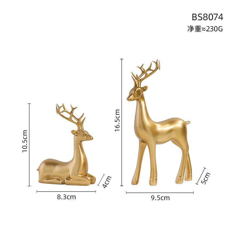 Ein Paar Weihnachtsrentierstatuen, Mini-Hirschfiguren im europäischen Stil zur Dekoration von Schlafzimmer, Wohnzimmer, Arbeitszimmer und TV-Schrank