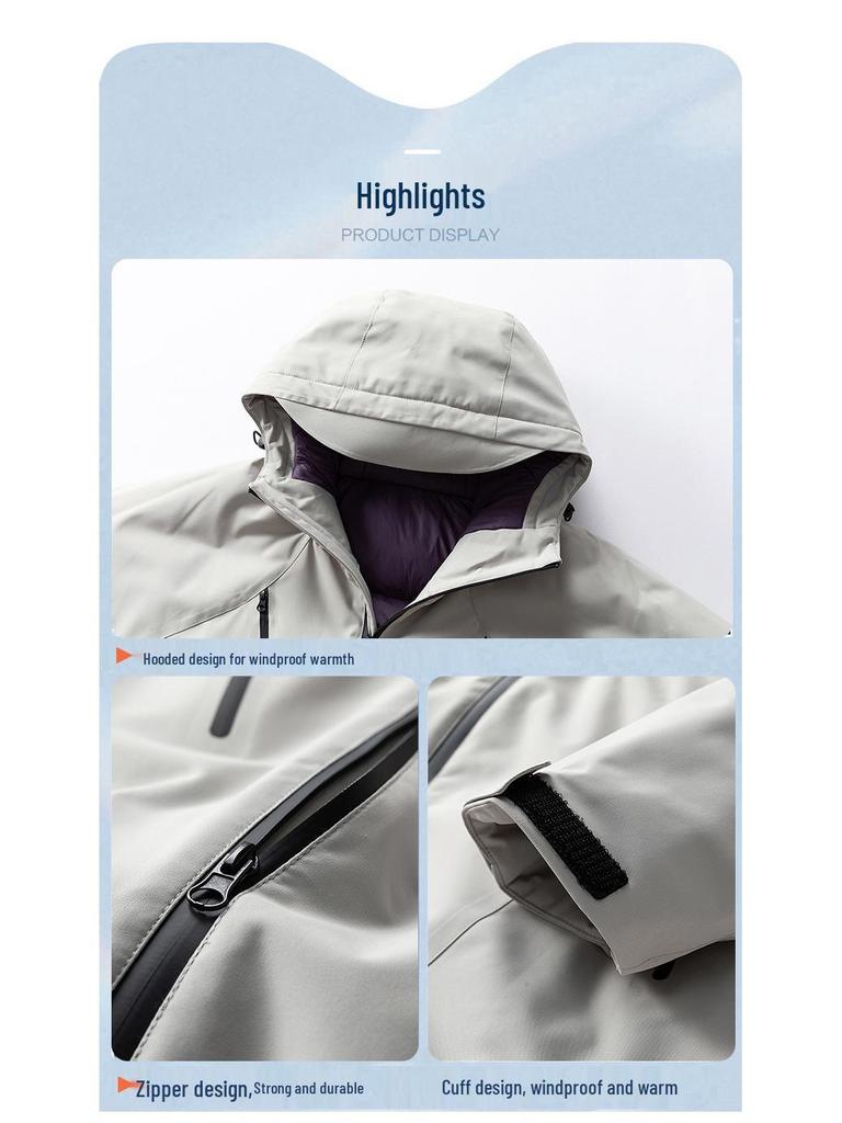 Men's Windproof Waterproof Down Jacket: Teen Casual Hooded Solid Color Outerwear for Autumn and Winter