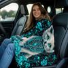 Mystic Blue Fox Floral Flannel Blanket Soft Cozy Throw Bedding Animal Art Decor Home Gift for Women Fantasy Lover